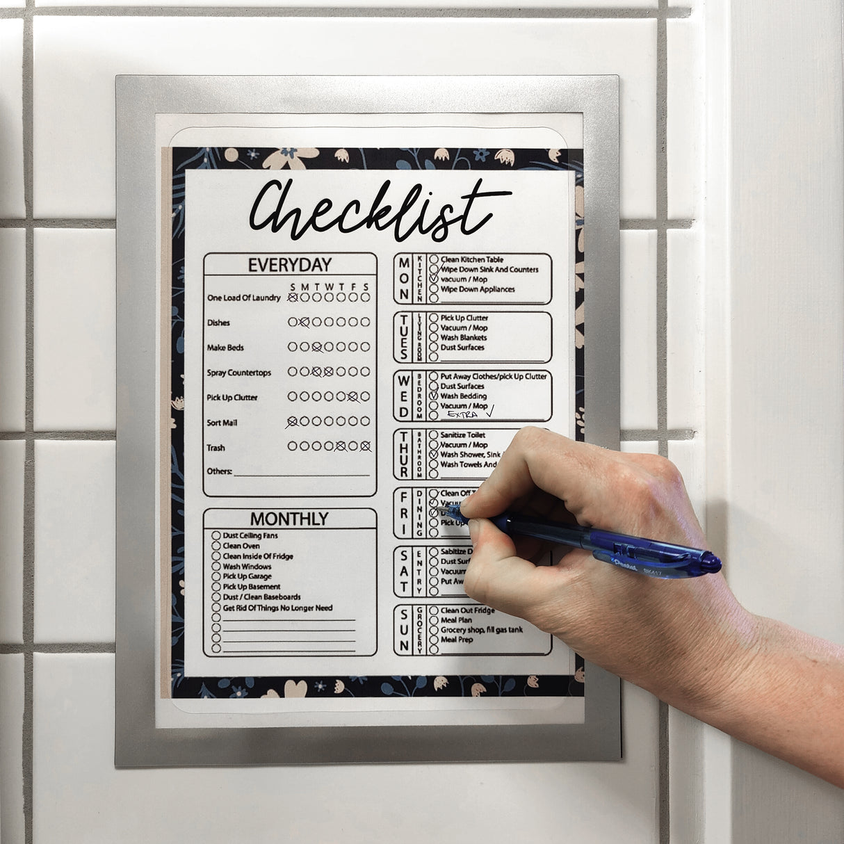 Magnetisk lomme A4, Sølv m/Skrivefelt