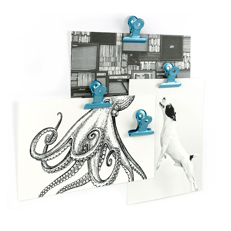 Magnetiske klemmer himmelblå, Bulldog Mini 4-pakning