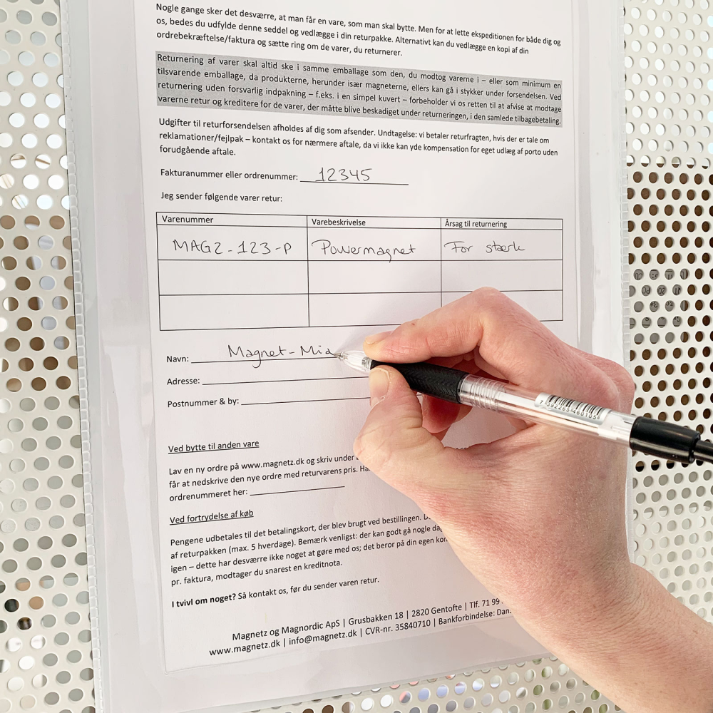 Magnetlomme A4, Hvit m/Skrivefelt