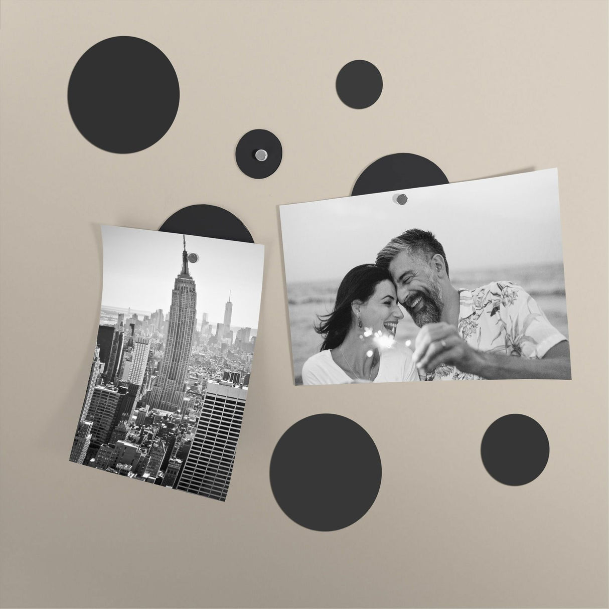 Runde metallplater "FLEX" mix, svart (10-pakk)