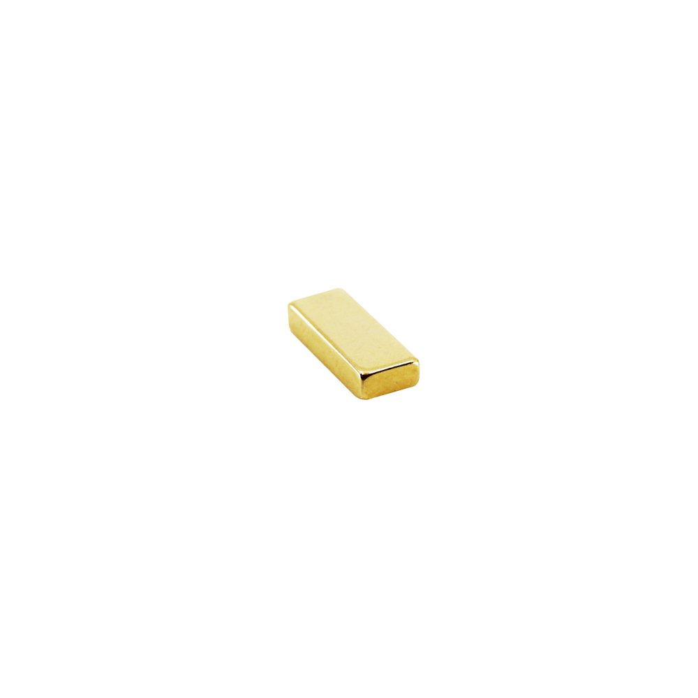 Supermagnet, Blokk 10x4x2 mm, Gull (neodymium)