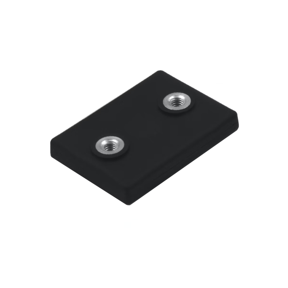 Gummimagnet med innvendig gjenge, 43x31 mm (dobbelt hull)