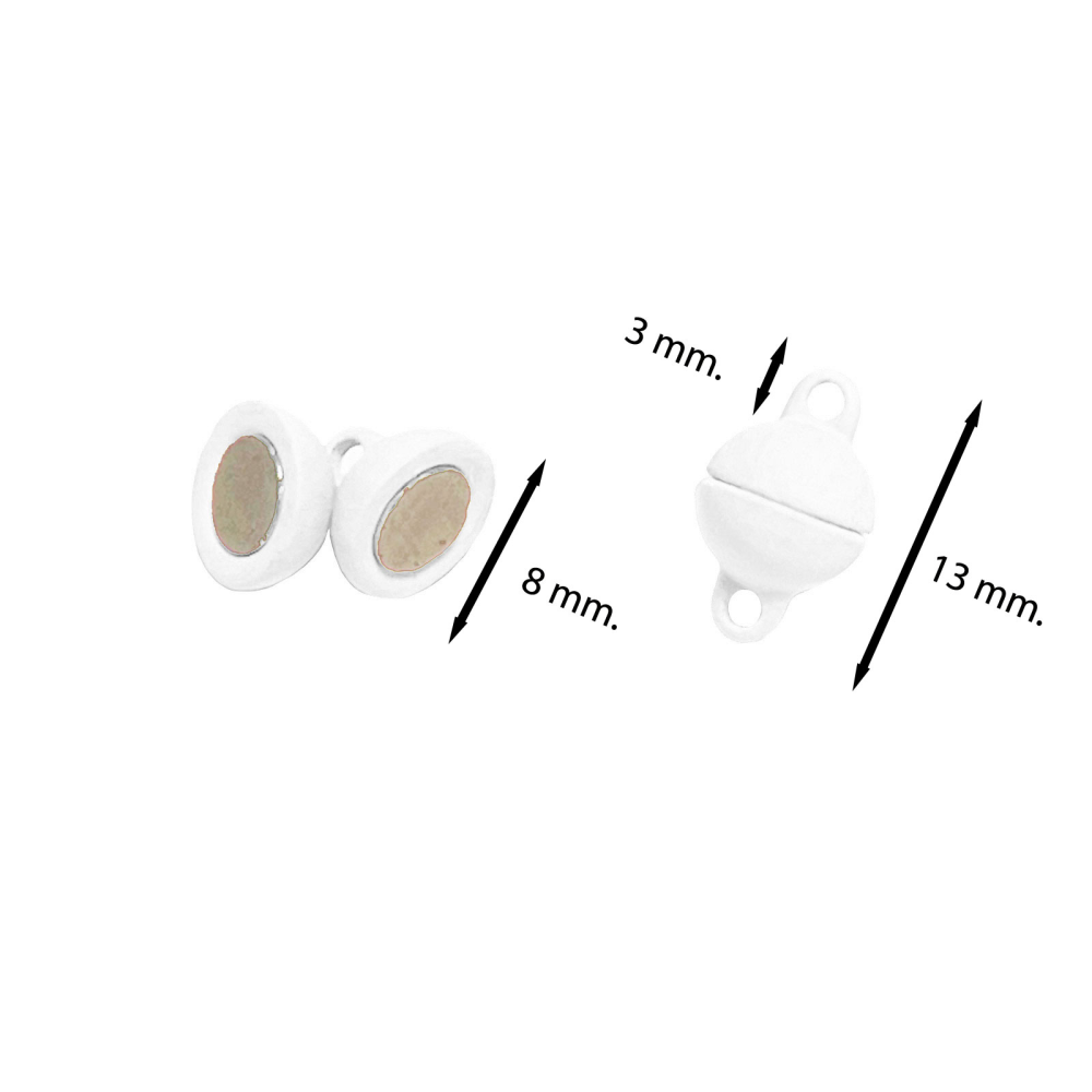Magnetisk lås for smykker Ø8 mm, hvit (liten)