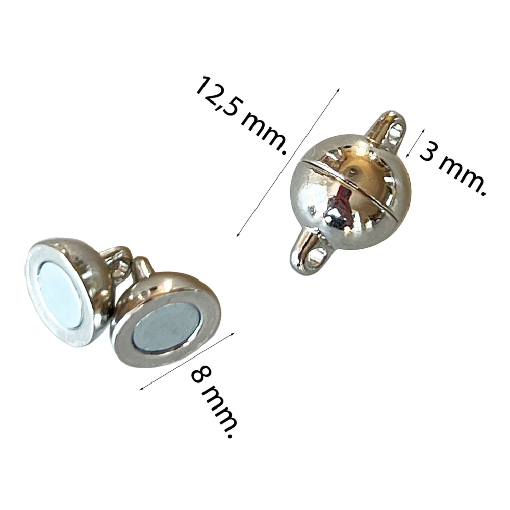 Magnetisk lås for smykker Ø8 mm, sølv (liten)