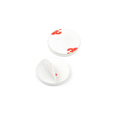 Metallplate, Hvit rund 20x2 mm (selvkleb)