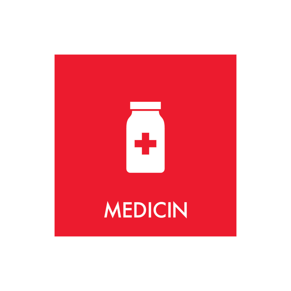 Avfallssortering "medisin" - magnetskilt 30x30 cm