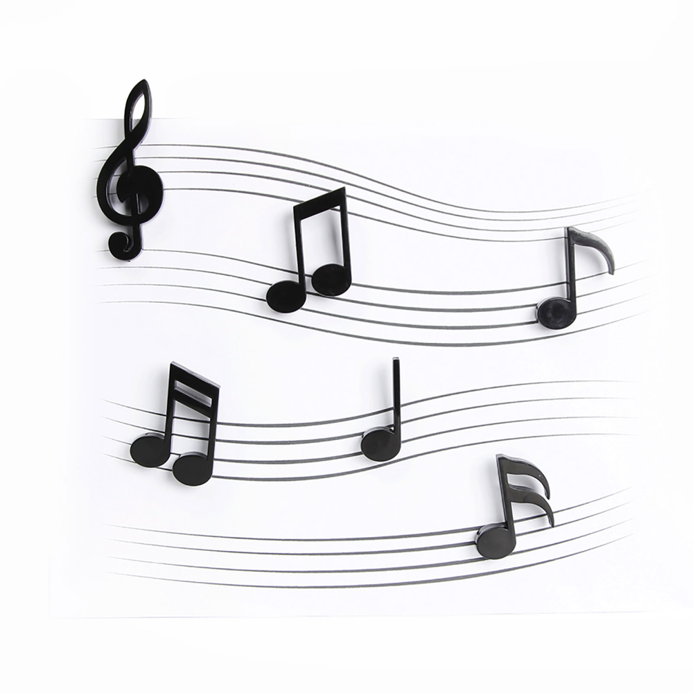 Note magneter svarte, 6-pakk - kjøleskapsmagneter