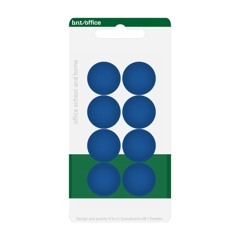 BNT Kontormagneter, Blå Ø20 mm (8-pakk)