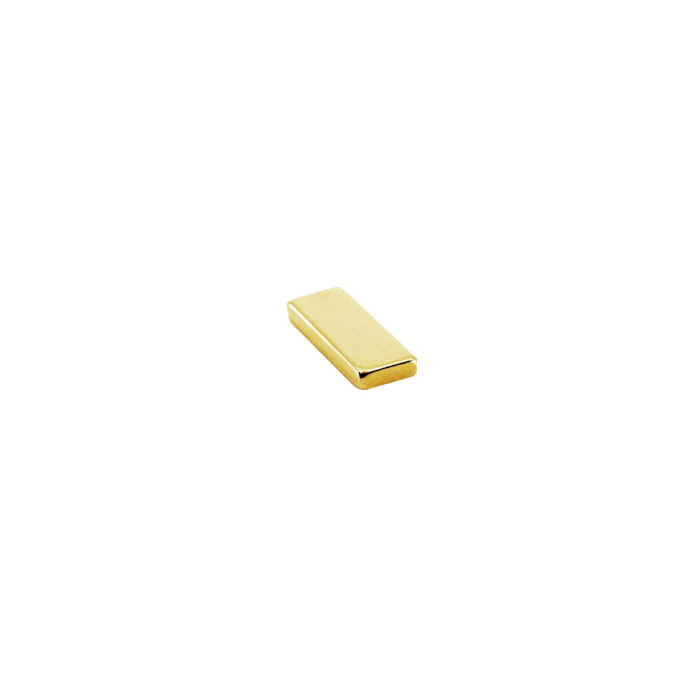 Supermagnet, Blokk 10x4x1 mm, Gull (neodymium)
