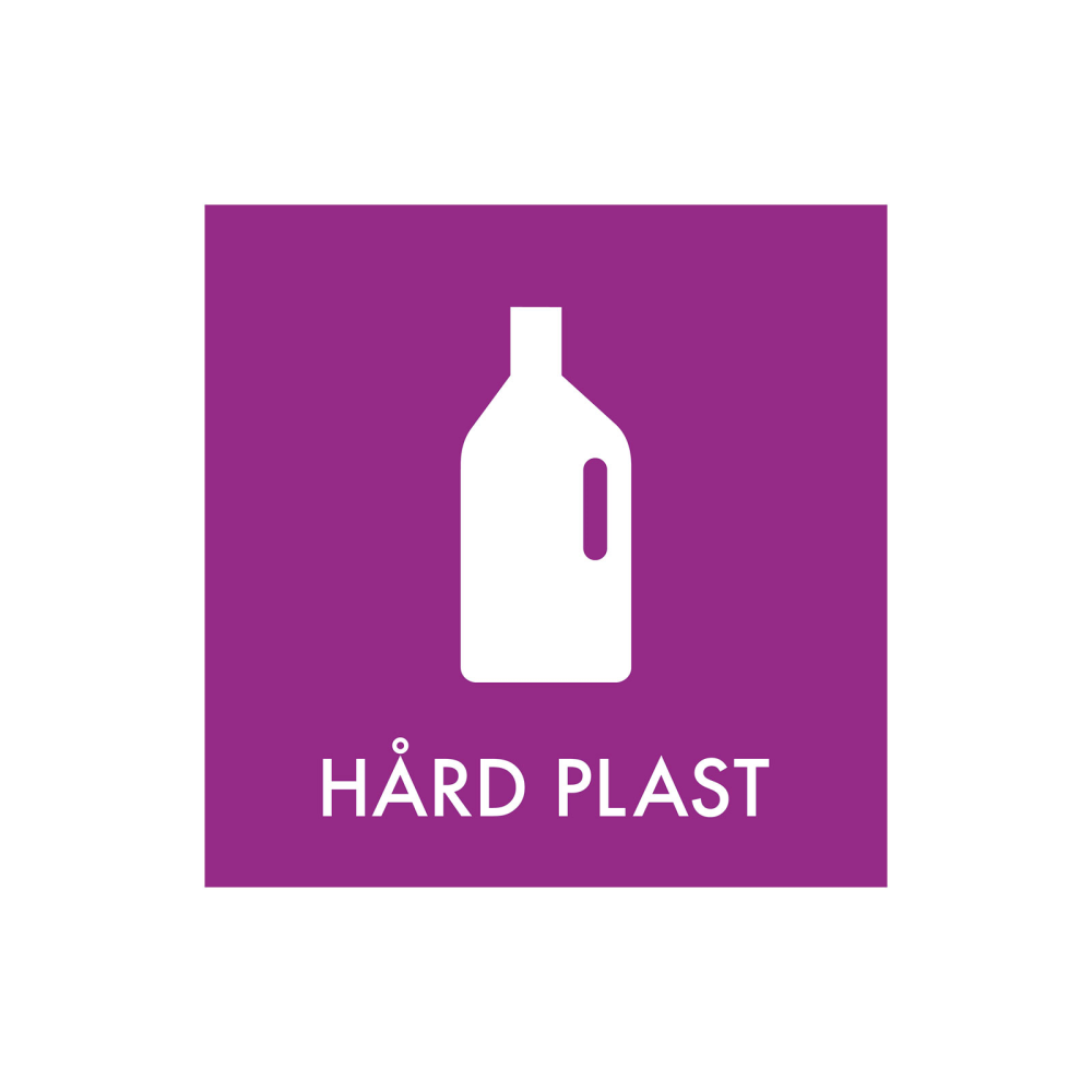 Avfallssortering "hardplast" - magnetskilt 30x30 cm