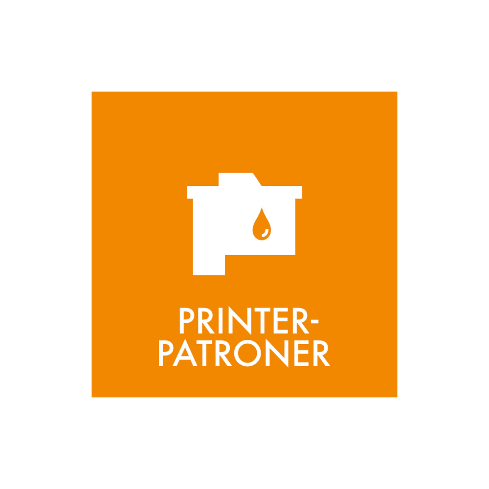 Avfallssortering "blekkpatron" - magnetskilt 30x30 cm