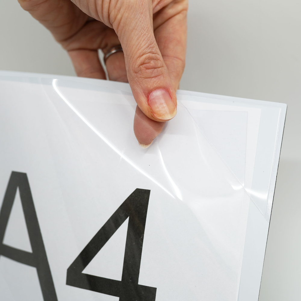 Magnetlomme A4, Hvit åpen topp/side