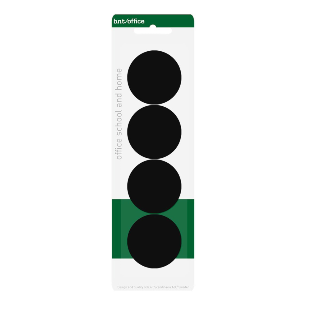 BNT Kontormagnet, Svart Ø40 mm (4-pakk)