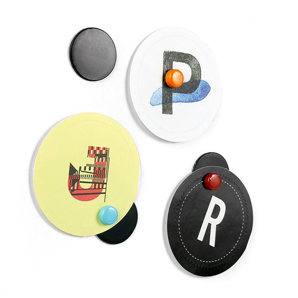 Runde metallplater "FLEX DOT" mini, svart (28-pakk)