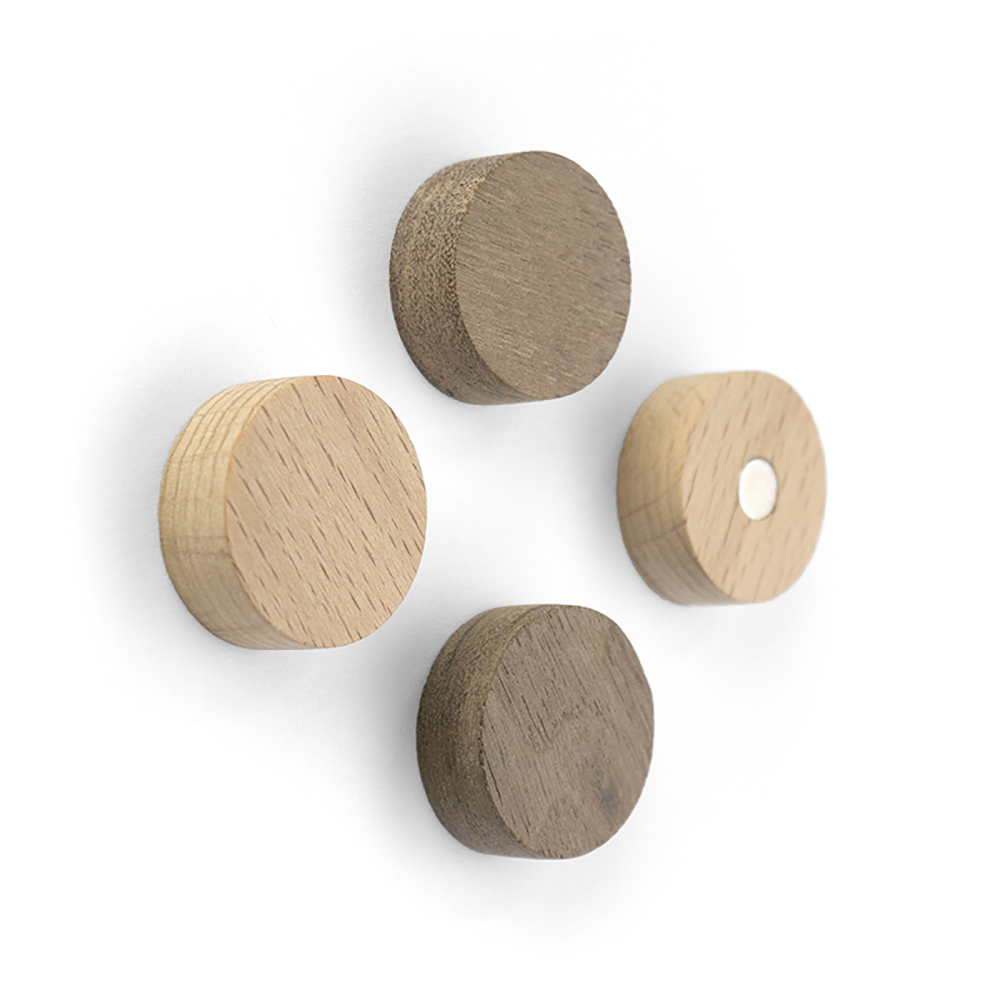 Tre disk WOOD, 4-pakk - kjøleskapsmagneter