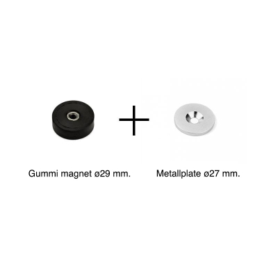 Dørstoppsett gummi magnet + metallplate (medium).