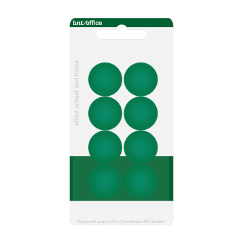 Billige grønne kontormagneter 20 mm. fra BNT Scandinavia. Du får pakke med 8 grønne magneter med styrken 0,2 kg.