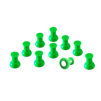 Små grønne magneter til whiteboardet eller køleskabet (ikke glastavler). Sælges i 10-pak til en rigtig god pris og findes i mange forsk. farver. Denne variant er klar grøn.