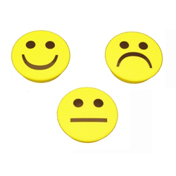 Kraftige Smiley Magneter, 3-pakk gul, Rund
