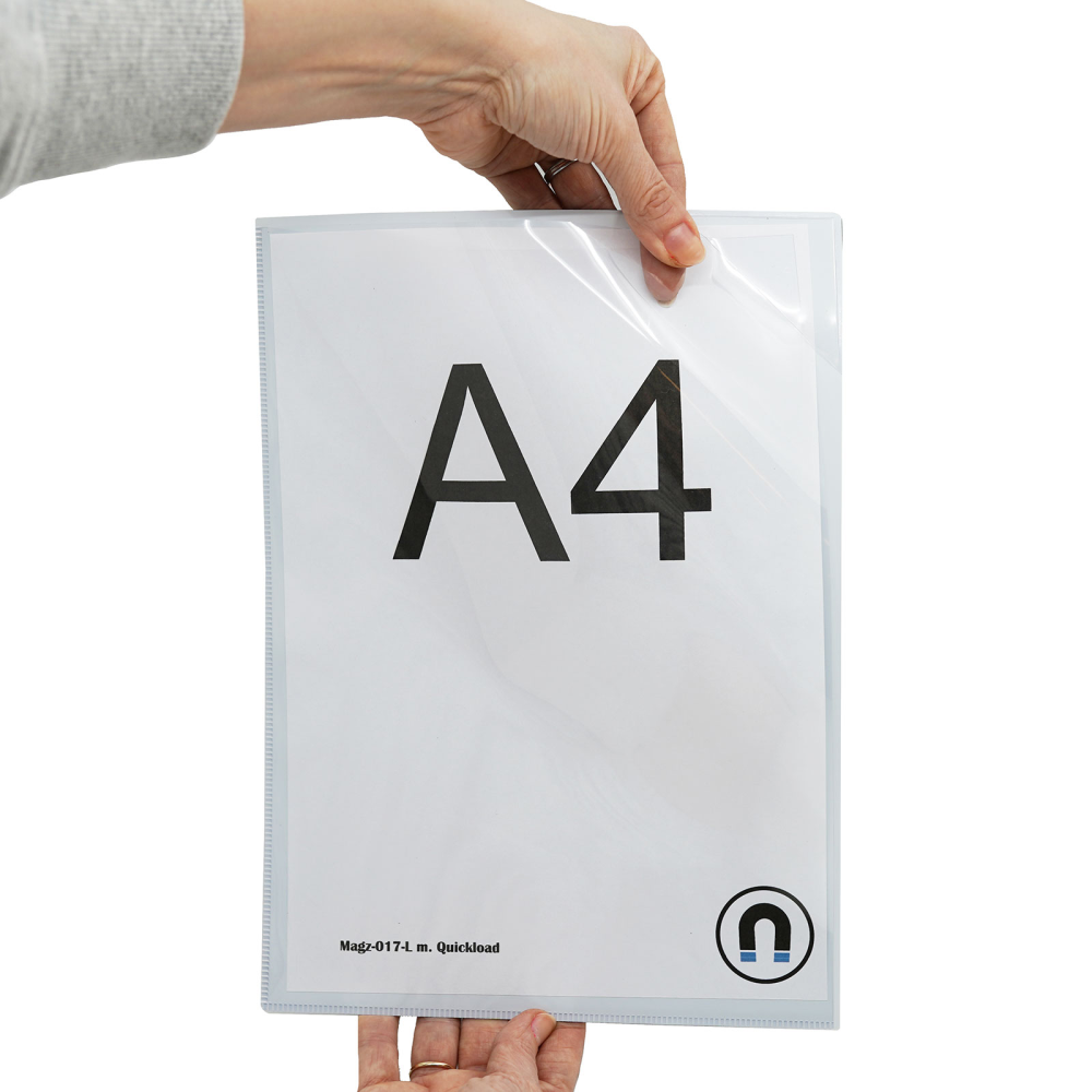 Magnetlomme A4, Hvit åpen topp/side