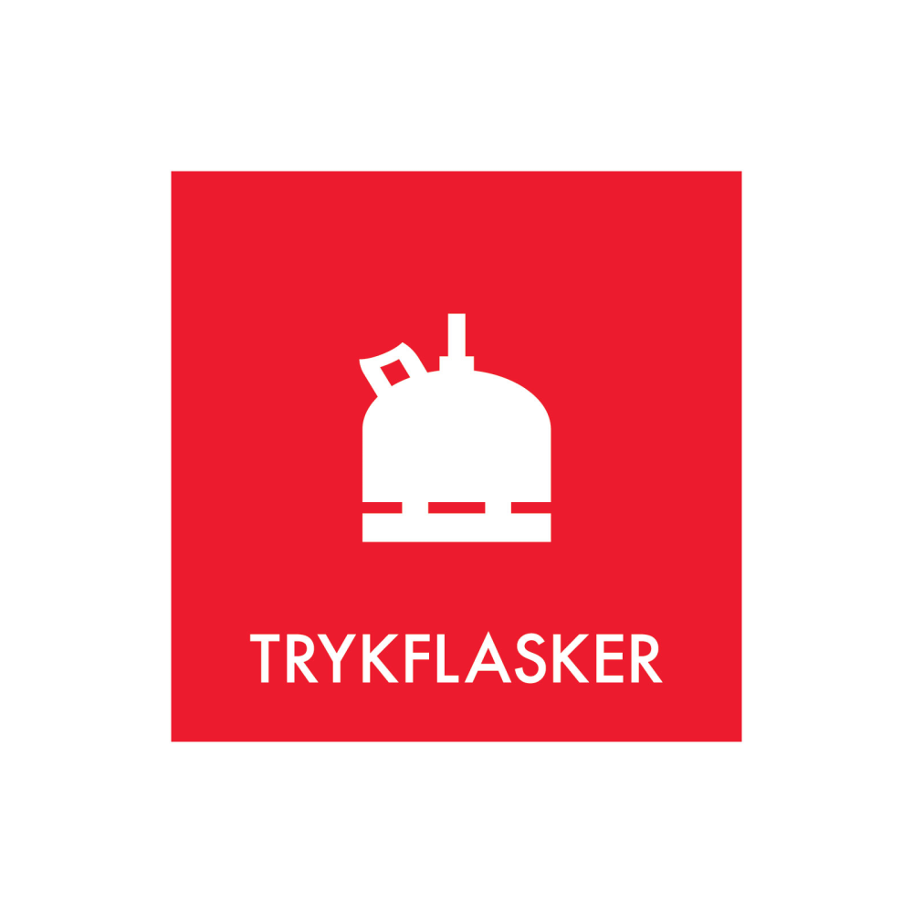 Avfallssortering "trykkflasker" - magnetskilt 30x30 cm