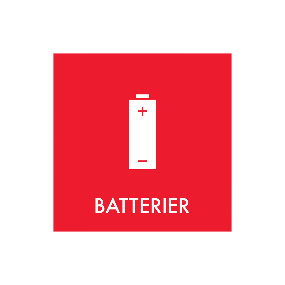 Avfallssortering "batterier" - magnetskilt 30x30 cm