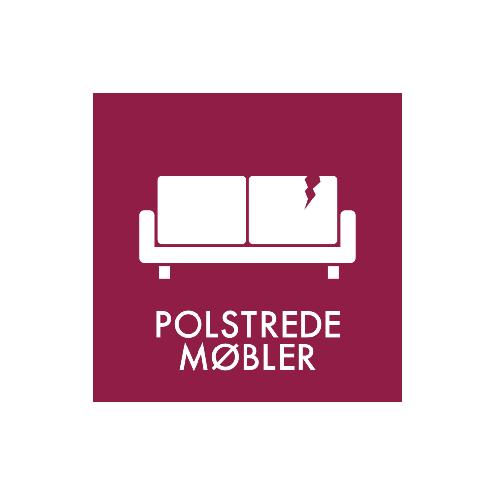Avfallssortering "polstrede møbler" - magnetskilt 30x30 cm.