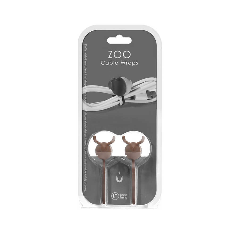 ZOO wrap kabelomslag brun/hvit elg, 2-pakk