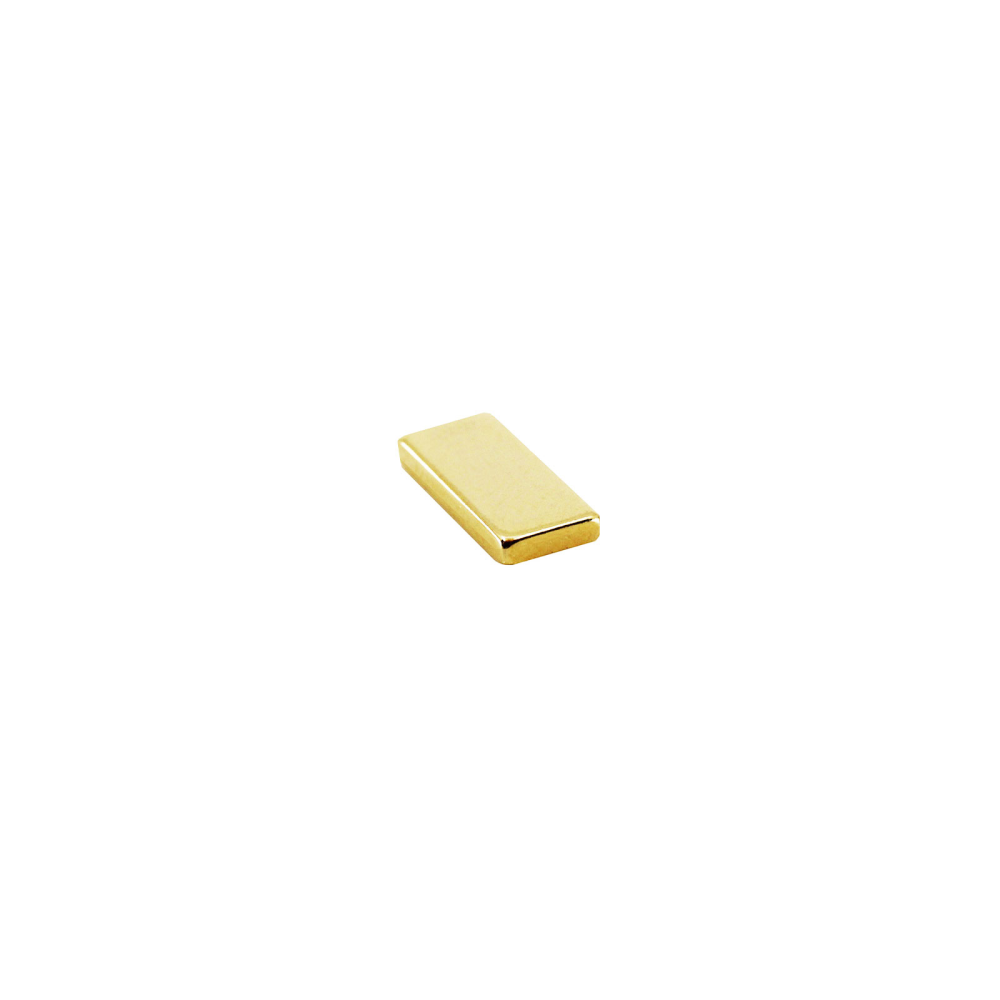 Supermagnet blokk 10x5x1 mm. Gull (neodymium)