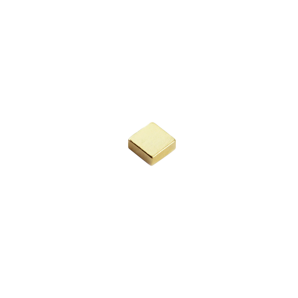 Supermagnet blokk 5x5x2 mm. Gull (neodymium)