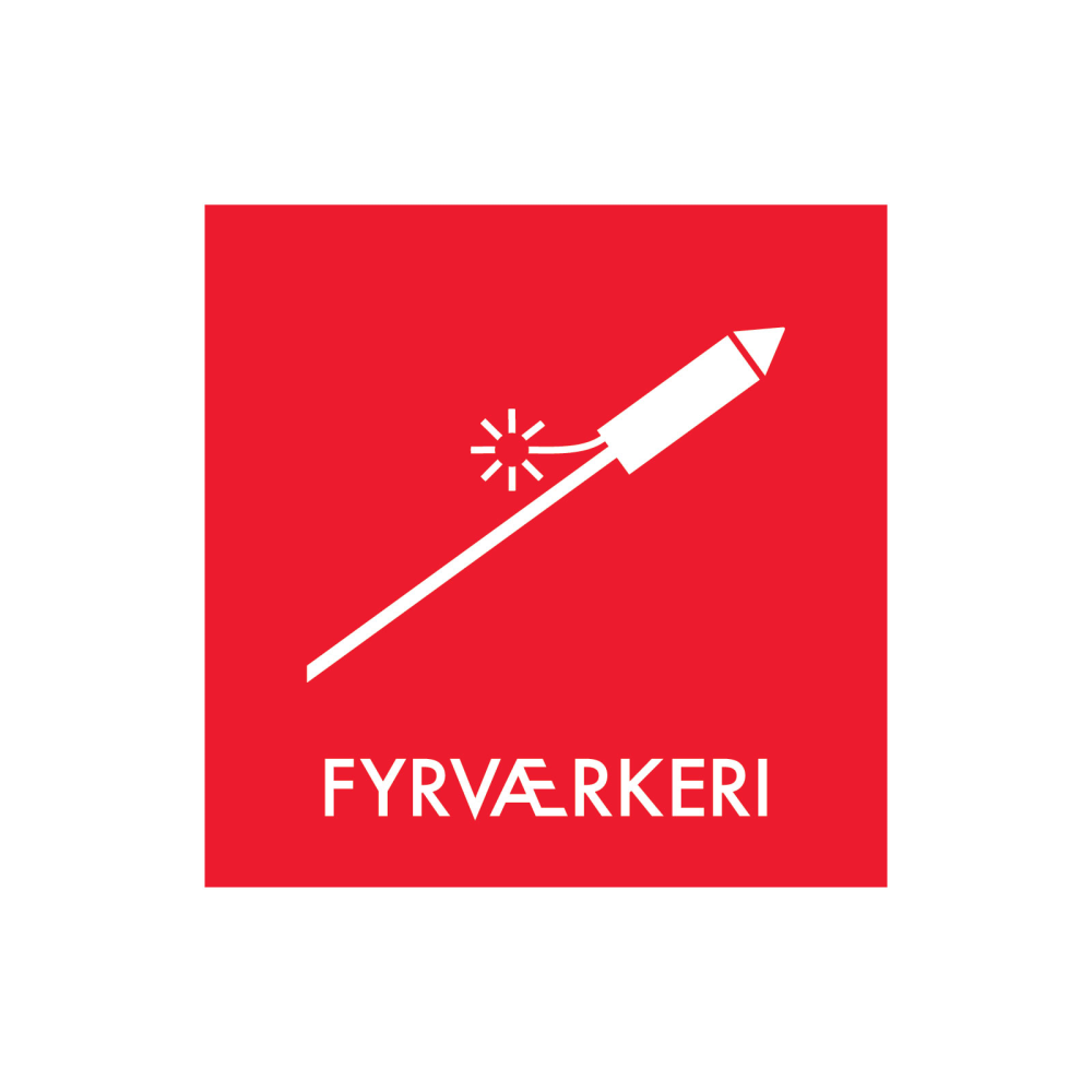 Avfallssortering "fyrverkeri" - magnetskilt 30x30 cm