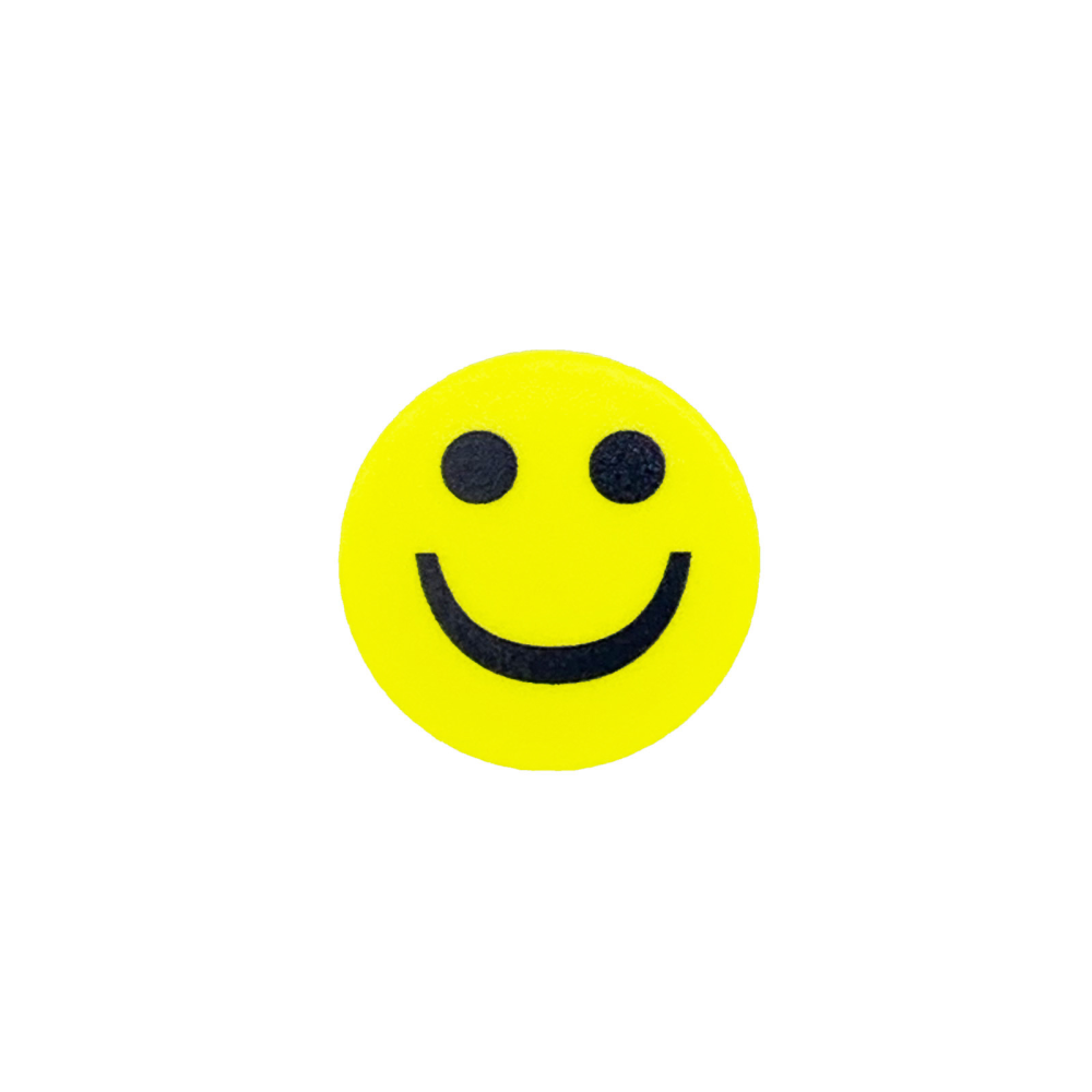 HAPPY Smiley Magnet, Gul & rund