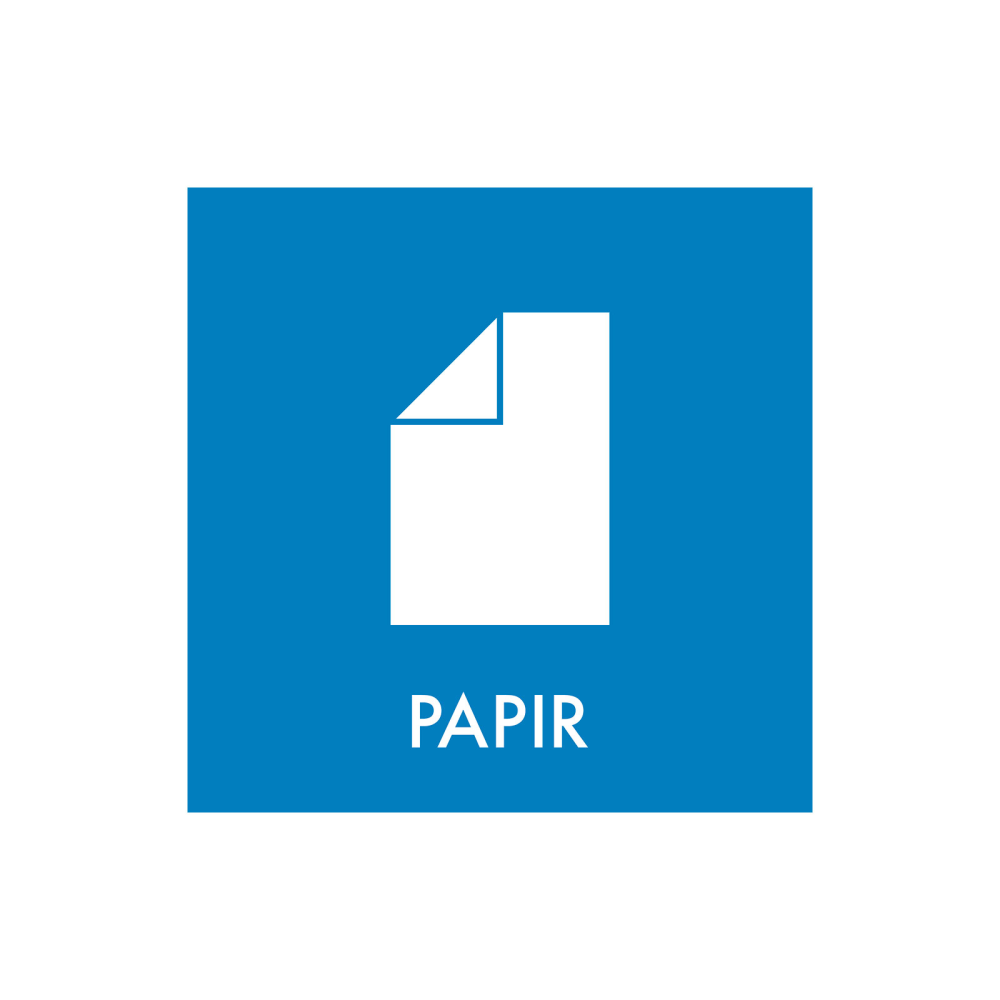 Avfallssortering "papir" - magnetskilt 30x30 cm