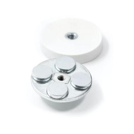 Gummi magnet (Hvit) m. innvendig gjenge, Ø31 mm.