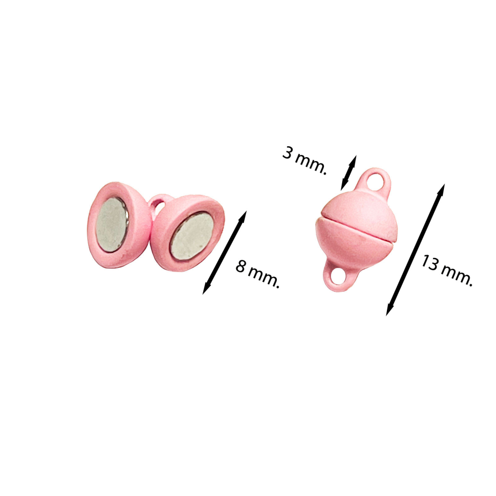 Magnetisk lås for smykker Ø8 mm., rosa (liten)