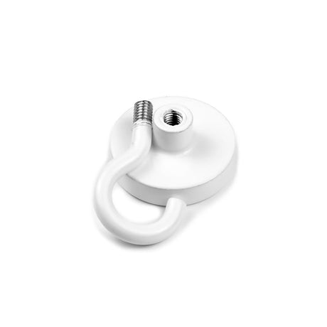 Potmagnet med krok, Hvit Ø32 mm