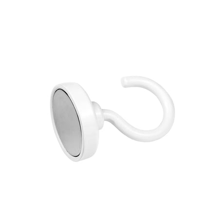 Potmagnet med krok, Hvit Ø40 mm