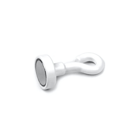 Magnet med øyekrok, Hvit Ø16 mm.
