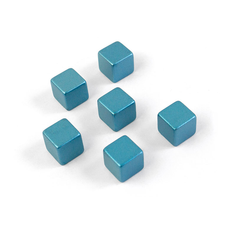 Fargede supermagneter 8x8x8 mm. SKYBLUE, 6-pakk