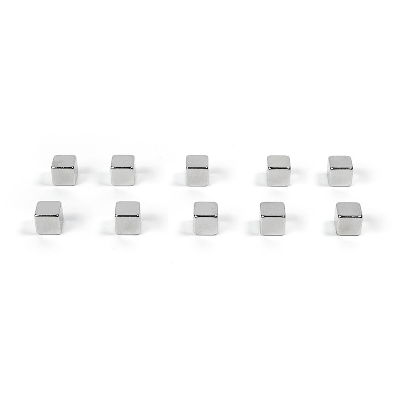 CUBE kraftmagneter 5x5x5 mm, 10-pak sølv