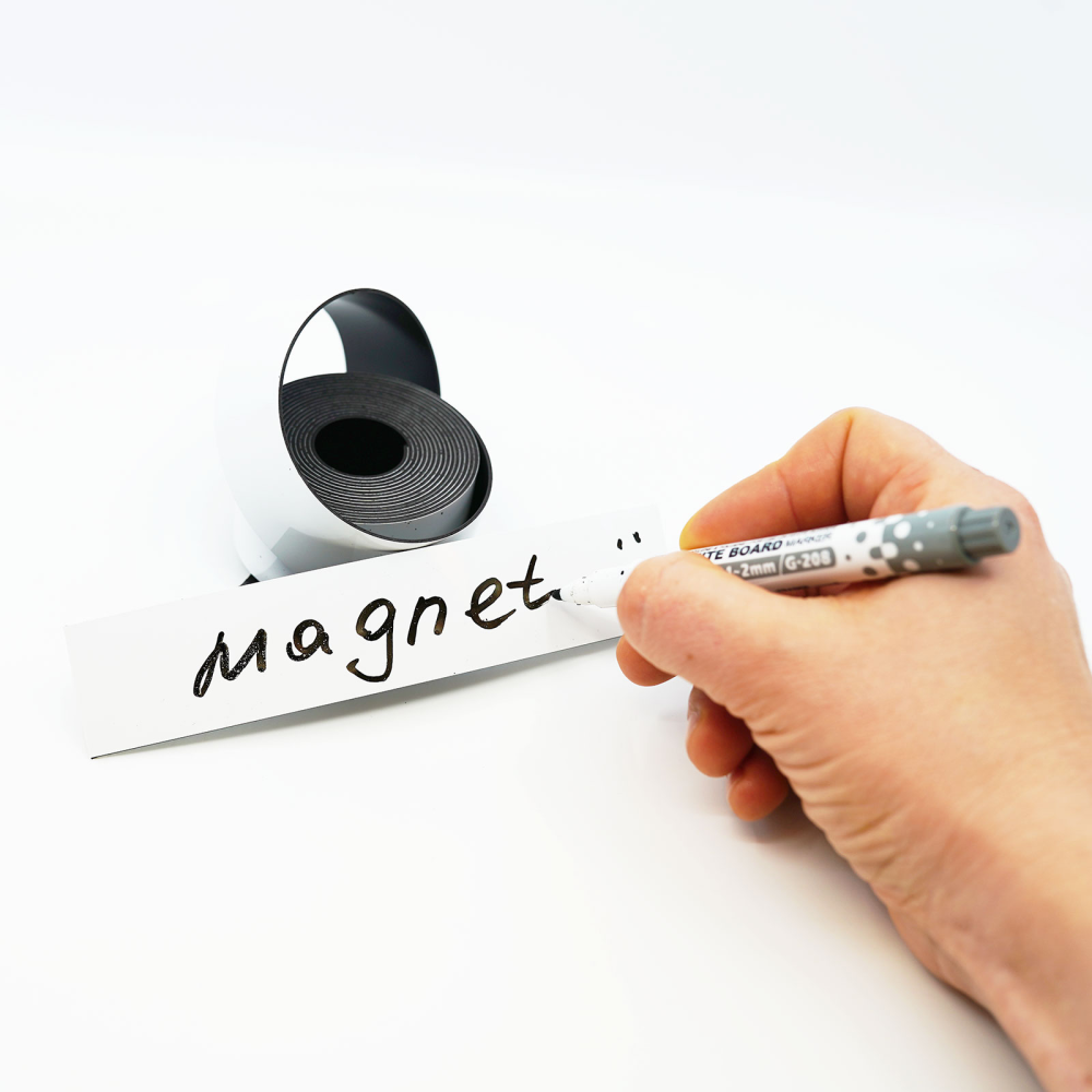 Magnettape m/skrivbar overflate, 30 mm. (3 meter) - Hvit
