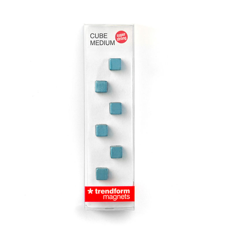 Fargede supermagneter 8x8x8 mm. SKYBLUE, 6-pakk