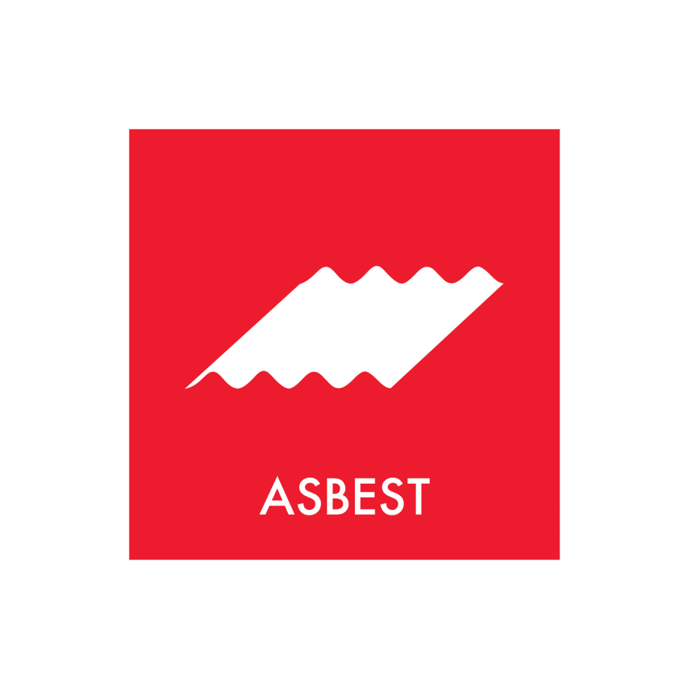 Avfallssortering "asbest" - magnetskilt 30x30 cm