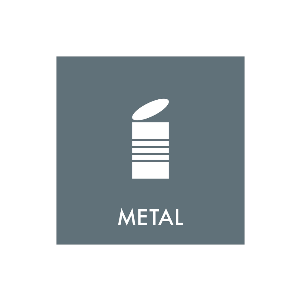Avfallssortering "metall #1" - magnetskilt 30x30 cm