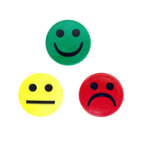 Kraftige Smiley Magneter, 3-pakk mix, Rund