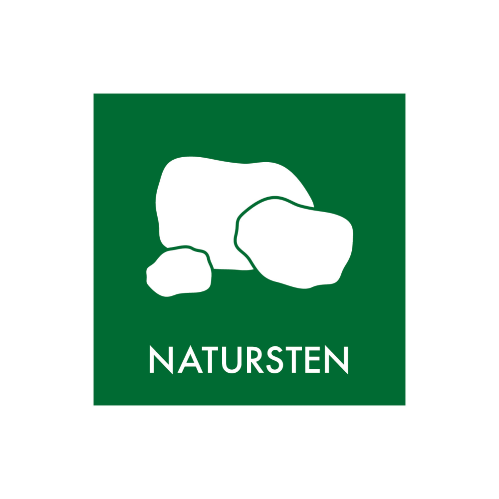 Avfallssortering "naturstein" - magnetskilt 30x30 cm.