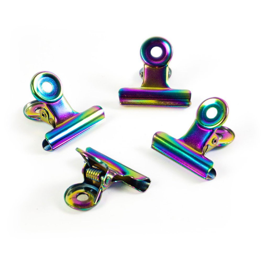 Magnetiske klemmer regnbue, Bulldog Mini 4-pakning