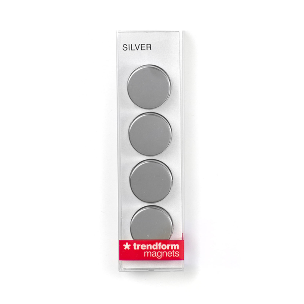 SØLV metallmagneter, 4-pakning