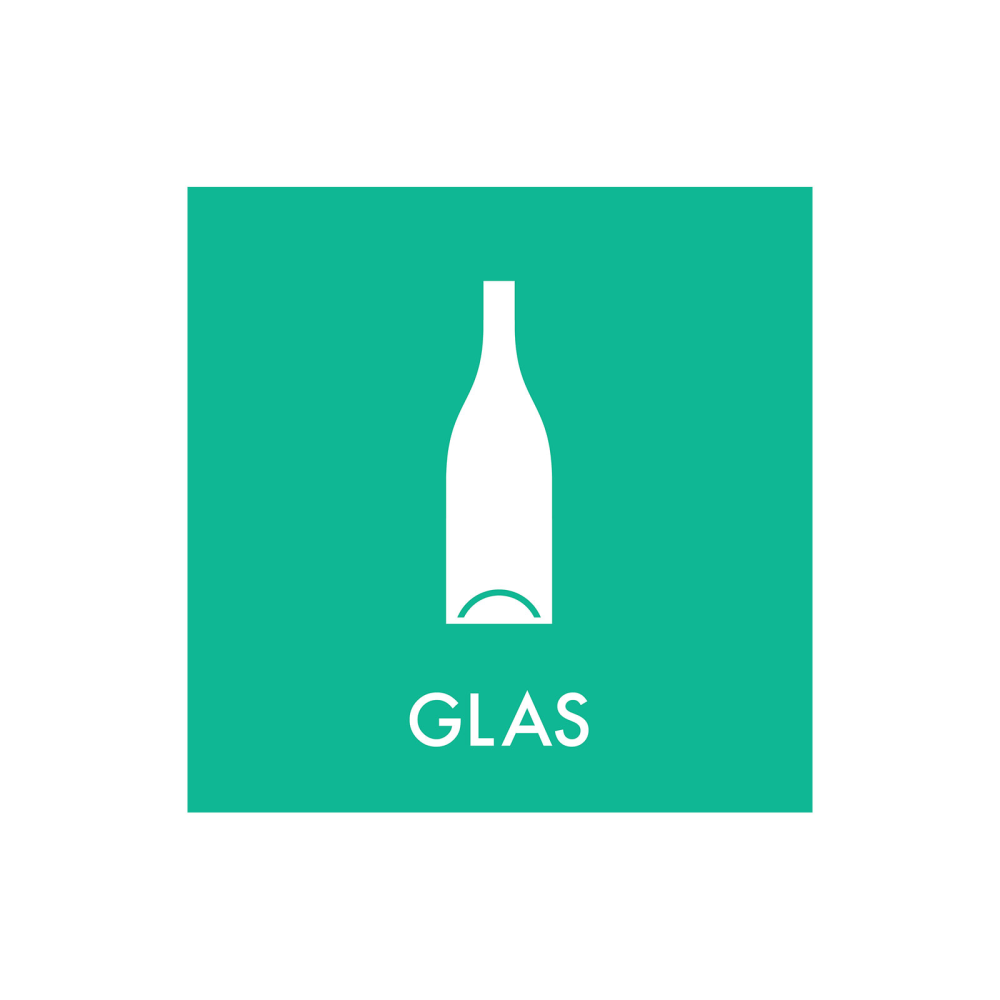 Avfallssortering "glass" - magnetskilt 30x30 cm