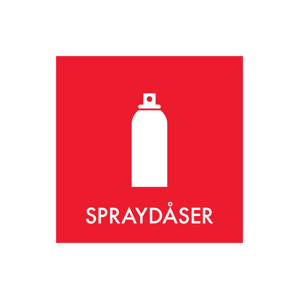 Avfallssortering "spraybokser" - magnetskilt 30x30 cm.